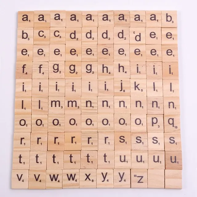 Craft wooden tiles with letters or numbers - 100 pcs