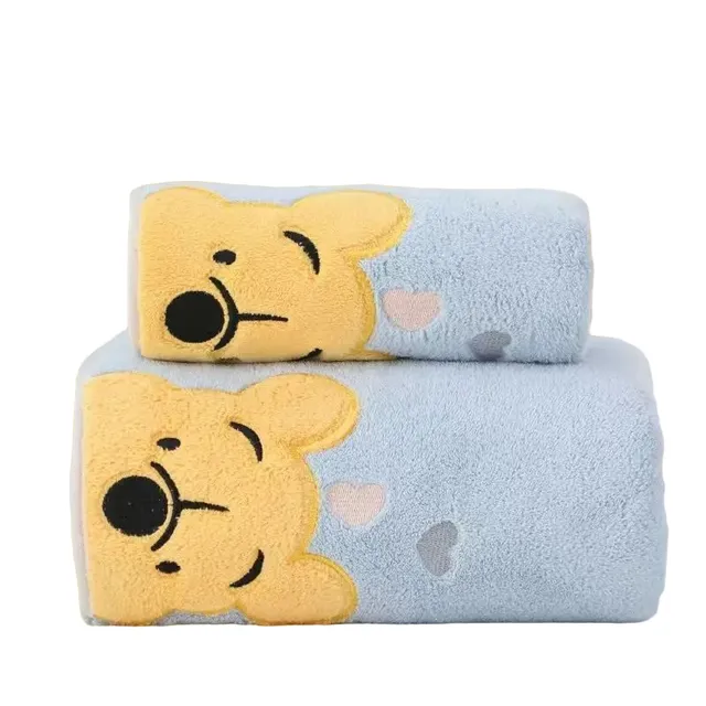 Serviette pour enfants avec imprimé ours - Serviette douce pour enfants - Serviette 70 x 140 cm