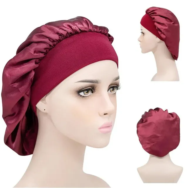 Special satin cap for sleeping against tangled long hair and hair extensions - more colors