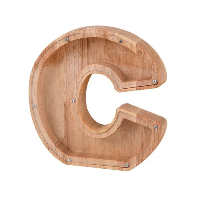 Luxury wooden letter-shaped cash box with glass front