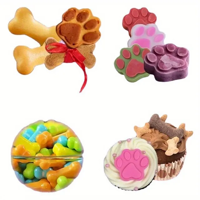 1 pc silicone form for dog treats 14 -shrink form for dog bones and cat paws cololad form for baking cakes icy form for pudding