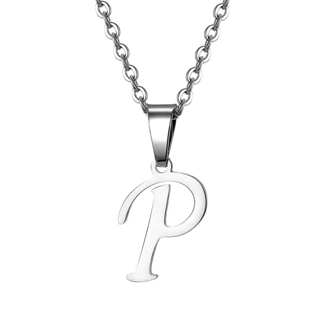 Necklace with letter of steel - Pendant with letter of stainless steel