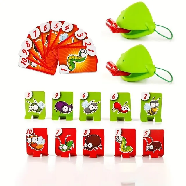 Funny game with a smart frog - changing colors and competitive cards