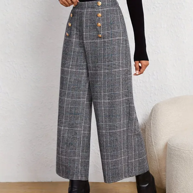 Wide pants with karaoke cube, elegant high waist, comfortable for spring and summer