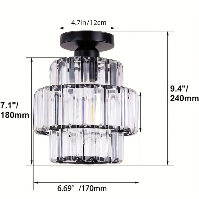 1pc Crystal Hanging Light, Built in Ceiling Light, Two-layer Crystal Modern Hanging Light, Do Bedroom, Hall, Kitchen, Bathrooms, Living Rooms, Villas, Restaurant, Cafes (Gallery Not included Supplies)