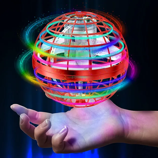 Létající míč Hračky, Hover Orb, Magic Mini Drone Boomerang Spinner 360 Rotating Spinning UFO Safe pro děti dospělé (červená)