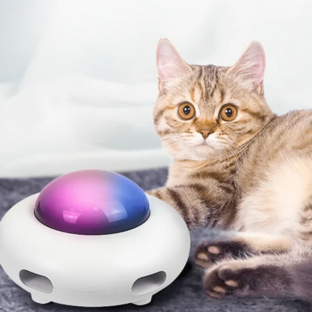 Interactive UFO toy for cats with electronic feathers, smart automatic irritation for fun at home