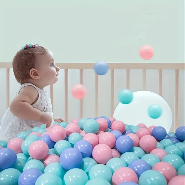 100 pièces de balles de piscine pour enfants en forme de macarons (3 couleurs) - en plastique alimentaire