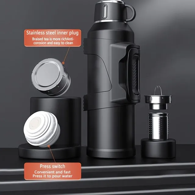 Thermos pour eau avec filtre à thé 316 - idéal pour les excursions et le sport