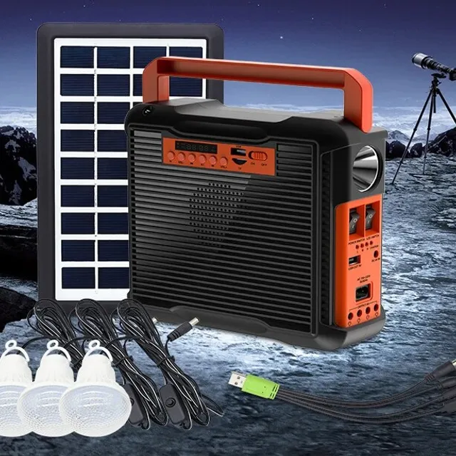 Lanterna Solară Generator cu Difuzor Bluetooth și Radio pentru Camping și Alimentare de Urgență