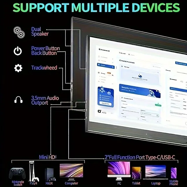 15,6palcový Herní Monitor ARWOEIS Ultra Tenký Kovový 1080P FHD IPS Monitor Typu C A Přenosný Monitor HDTV, Vhodný Pro Notebooky S Kryty A Reproduktory, Externí Monitor Vhodný Pro Notebooky/PC/Mac/telefony/Xbox/Switch/PS4