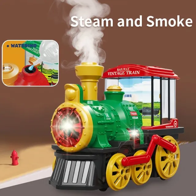 Interactive steam train with light, sound and smoke for children from 3 to 5 years old