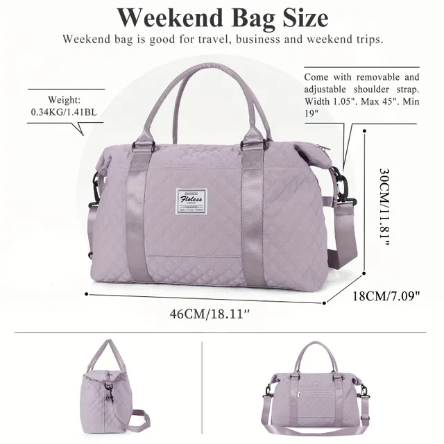 Spacious travel sports bag © Great for gym, weekends and nights © With removable strap