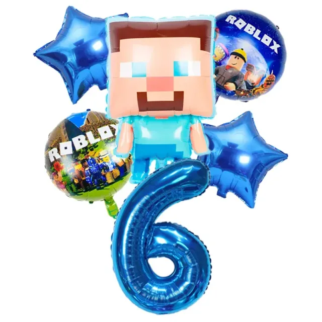 Stylish set of birthday balloons in the performance of popular characters from Minecraft