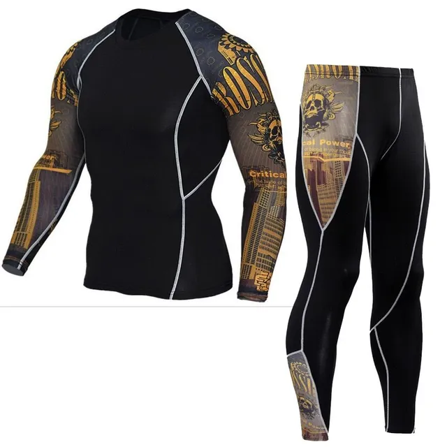 Men's two-piece set of stylish thermal underwear yellow s