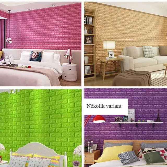 3D self-adhesive wallpaper on the wall