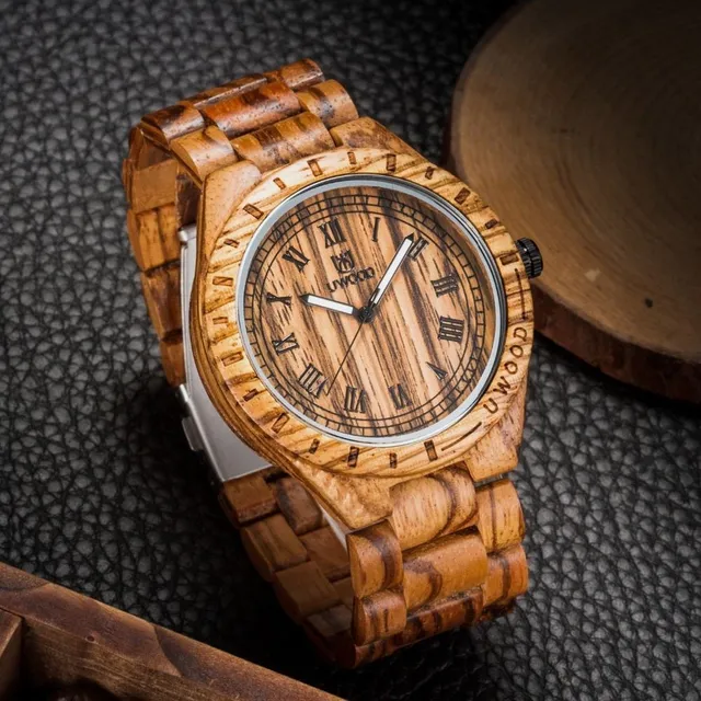 Stylowy drewniany zegarek męski