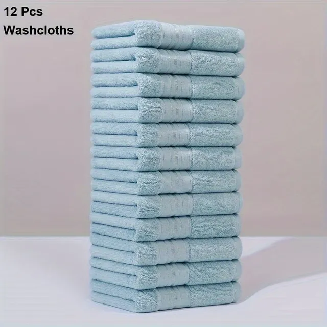 12pcs Simple Plain Linen, Cotton Handkerchiefs Do Households, Small Square Towel On Fingers, Soft Suite Towel Do Home Bathrooms, Bathroom Needs, 13,4*13,4 Thumbs