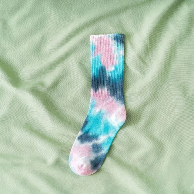 Women's High Socks with Batik motif Rainbow