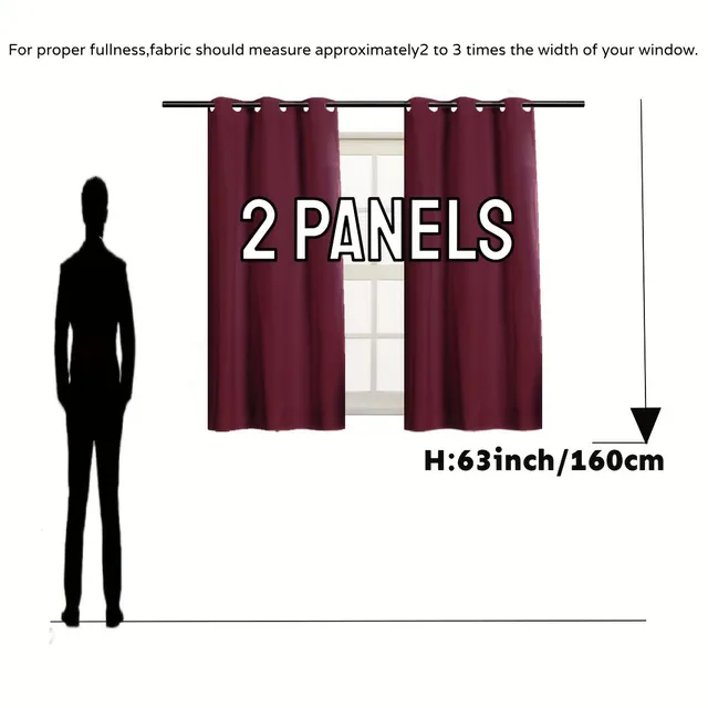 2pc Darkening Insulated Hinges Upper Hinges With Passage For Bedroom Living Room Dining Room Home Decoration