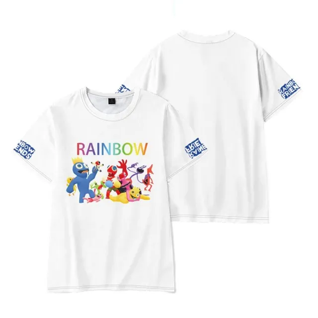 Children's trendy short sleeve T-shirt with Rainbow Friends print