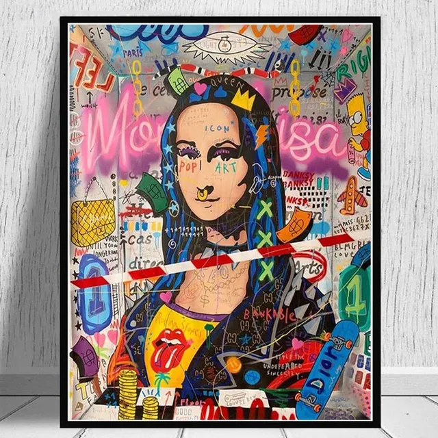 The image of Mona Lisa with graffiti