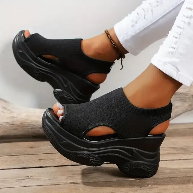 Sandale împletite pentru femei cu talpă cu platformă, sandale versatile pentru petrecere