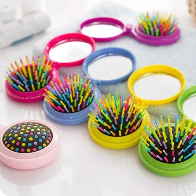 Mini travel hair comb with mirror