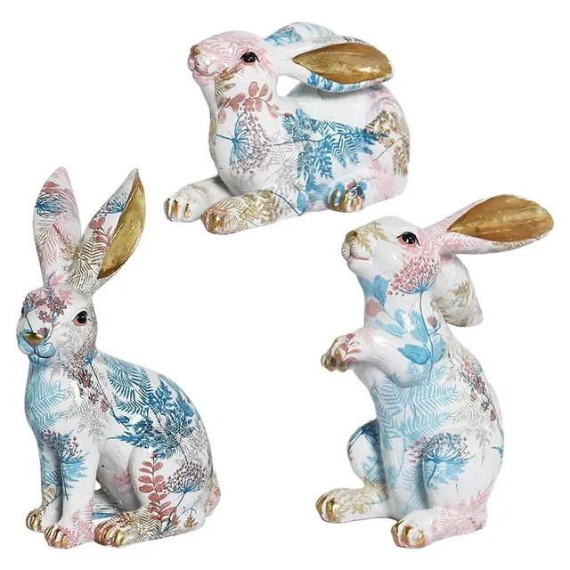 Statue de lapin avec motifs