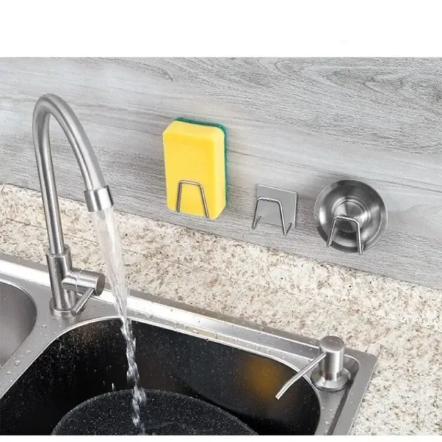 Stainless steel sponge and sink holder © Self-adhesive © Drip dryer © Storage space organizer