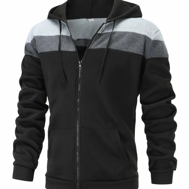 Men's colourful zipped hoodie with hood, zip and drawstring