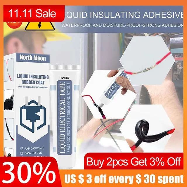 Waterproof Liquid Insulating Tape Paste Electronic Sealant Insulating Anti UV Fast Drying Adhesive 30ml for Home Office