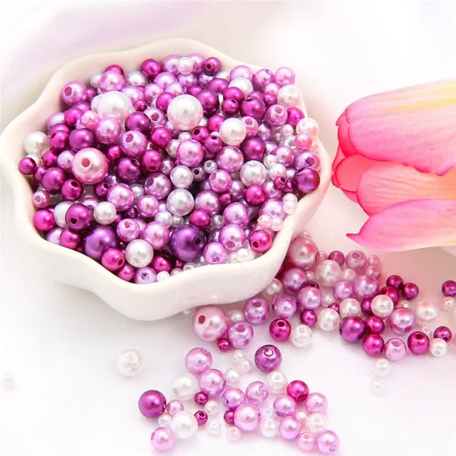 150pcs/Packaging Mix Sizes 3/4/5/6/8mm Beads With Hole Colorful Pearls Round acrylic Imitation Pearl DIY For Jewelry &amp; Handmade Work