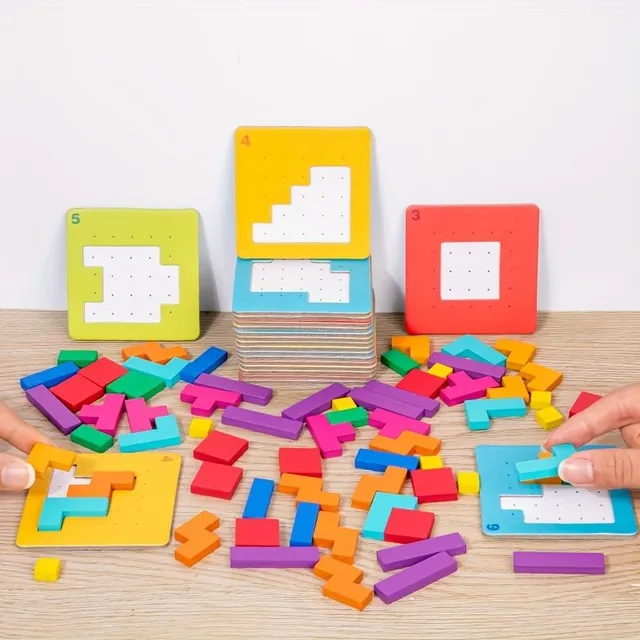 Geometric jigsaw puzzle - educational table game for fast fighting and interaction