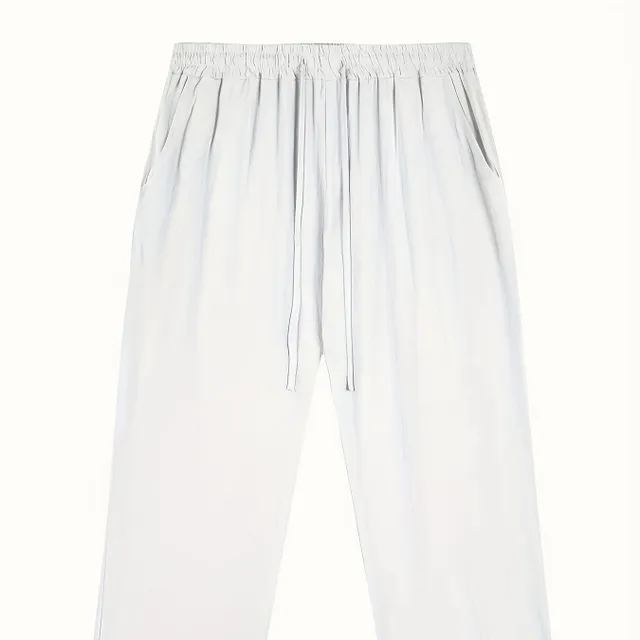 Elegant men's trousers in single-colored design with adjustable waist