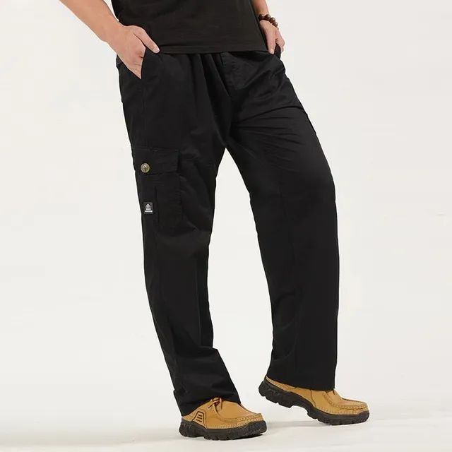 Men's leisure long trousers with cargo pockets
