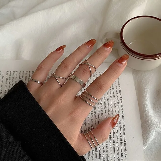 Női minimalista gyűrűk - 6 darabos készlet