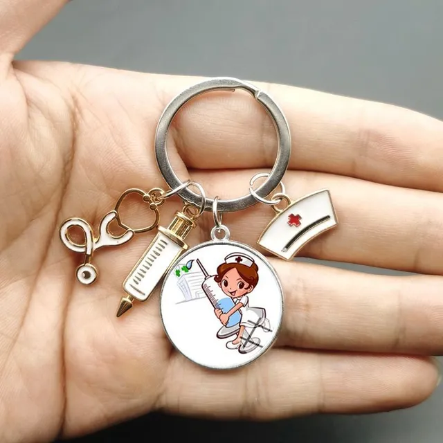 Original keychain with motif of doctors and nurses