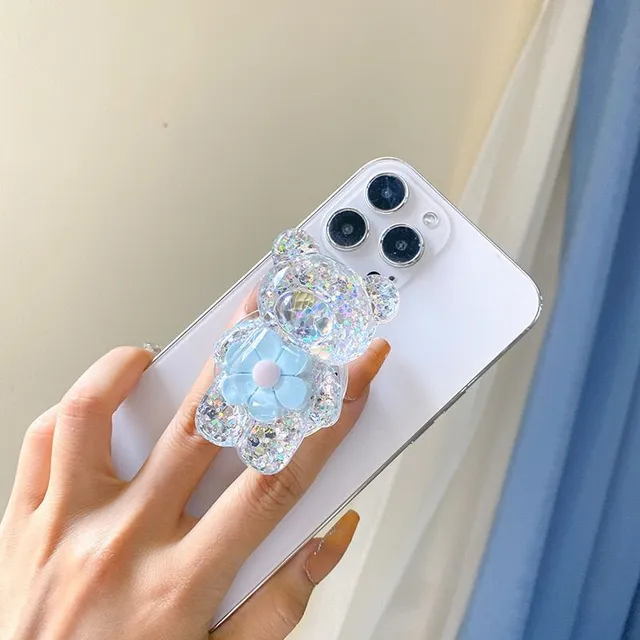 Transparent design PopSockets holder in the shape of a teddy bear