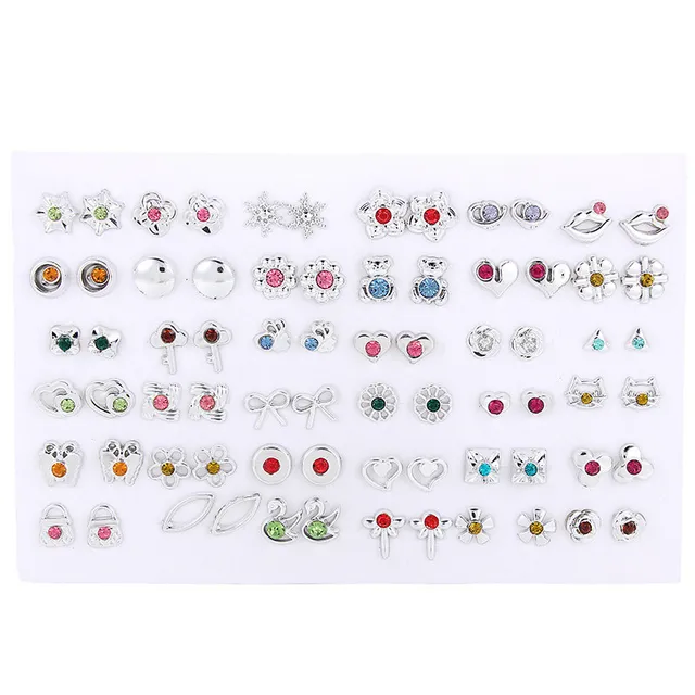 Set of small ladies cute earrings - 36 pairs