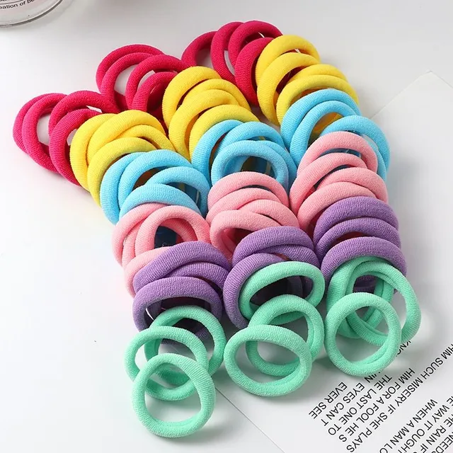 Girls coloured hair elastics 66 pcs