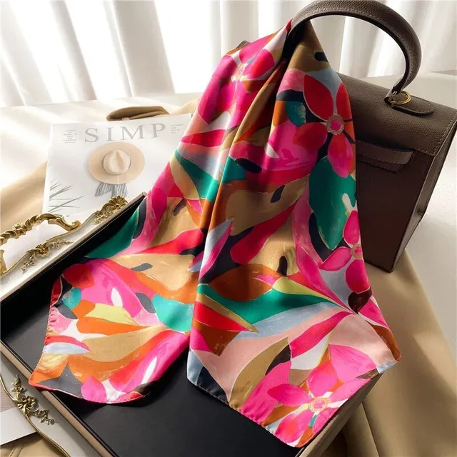 Luxus selyem négyzet sál nők divat minták