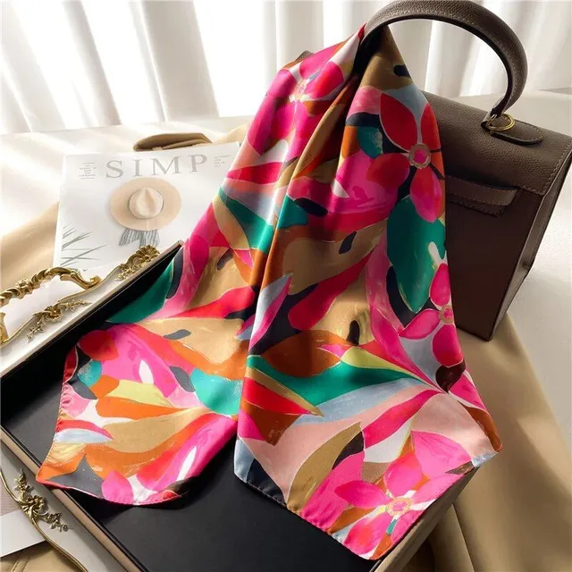 Luxury silk square scarf for women with fashion patterns