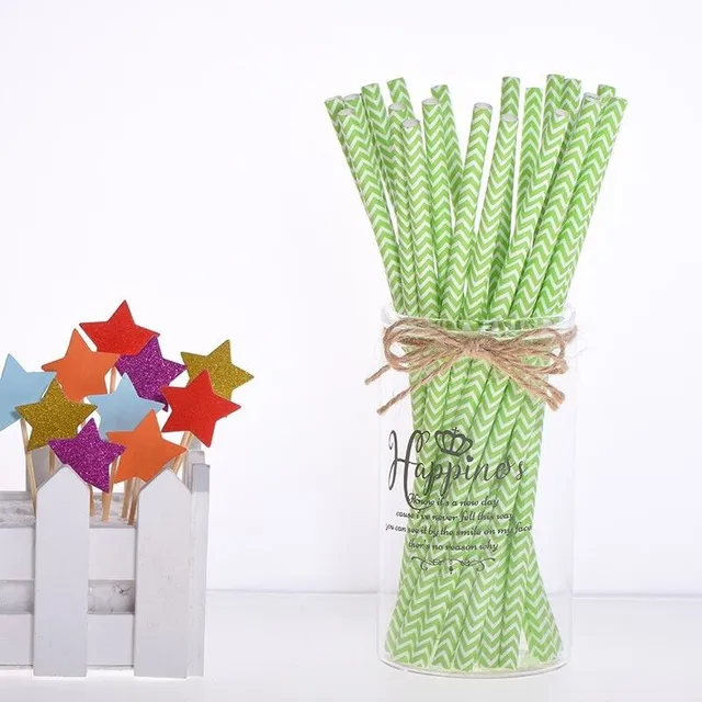 Paper straw with pattern 25 pcs