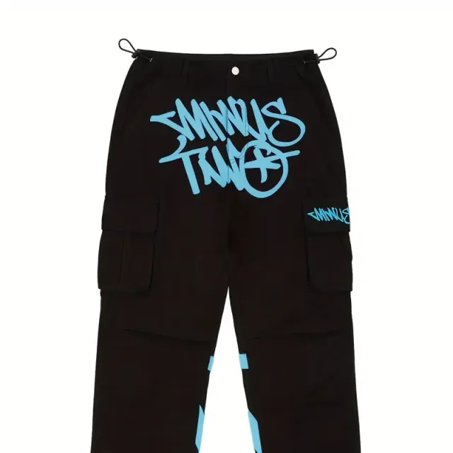 Men's cargo pants Y2K with scribble print