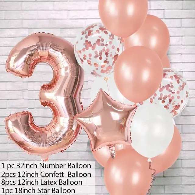 Party balloon set in multiple colours, birthday and anniversary balloons