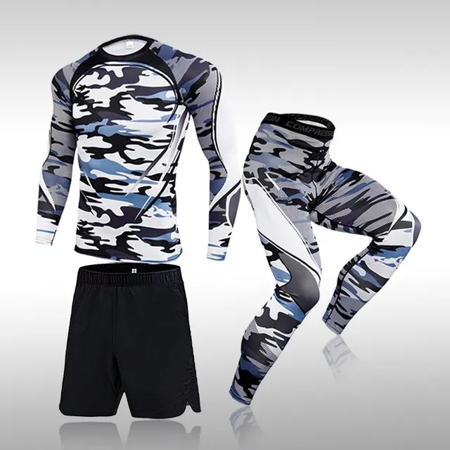 Men's modern set of sports compression clothing with shorts