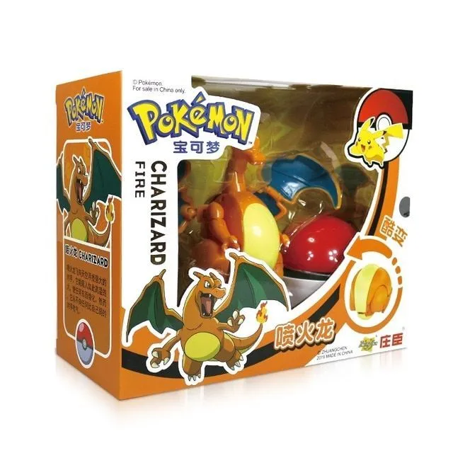 Cute Pokemon figures + pokeball charizard box