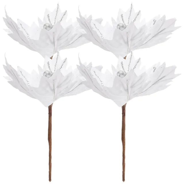 Artificial Christmas Flowers to Decorate Tree - White and Red Color