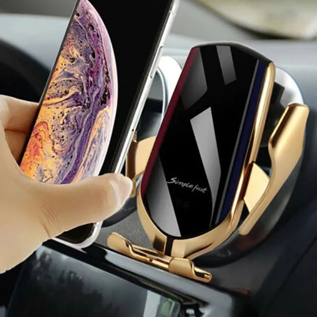 Automatic phone holder with wireless charging